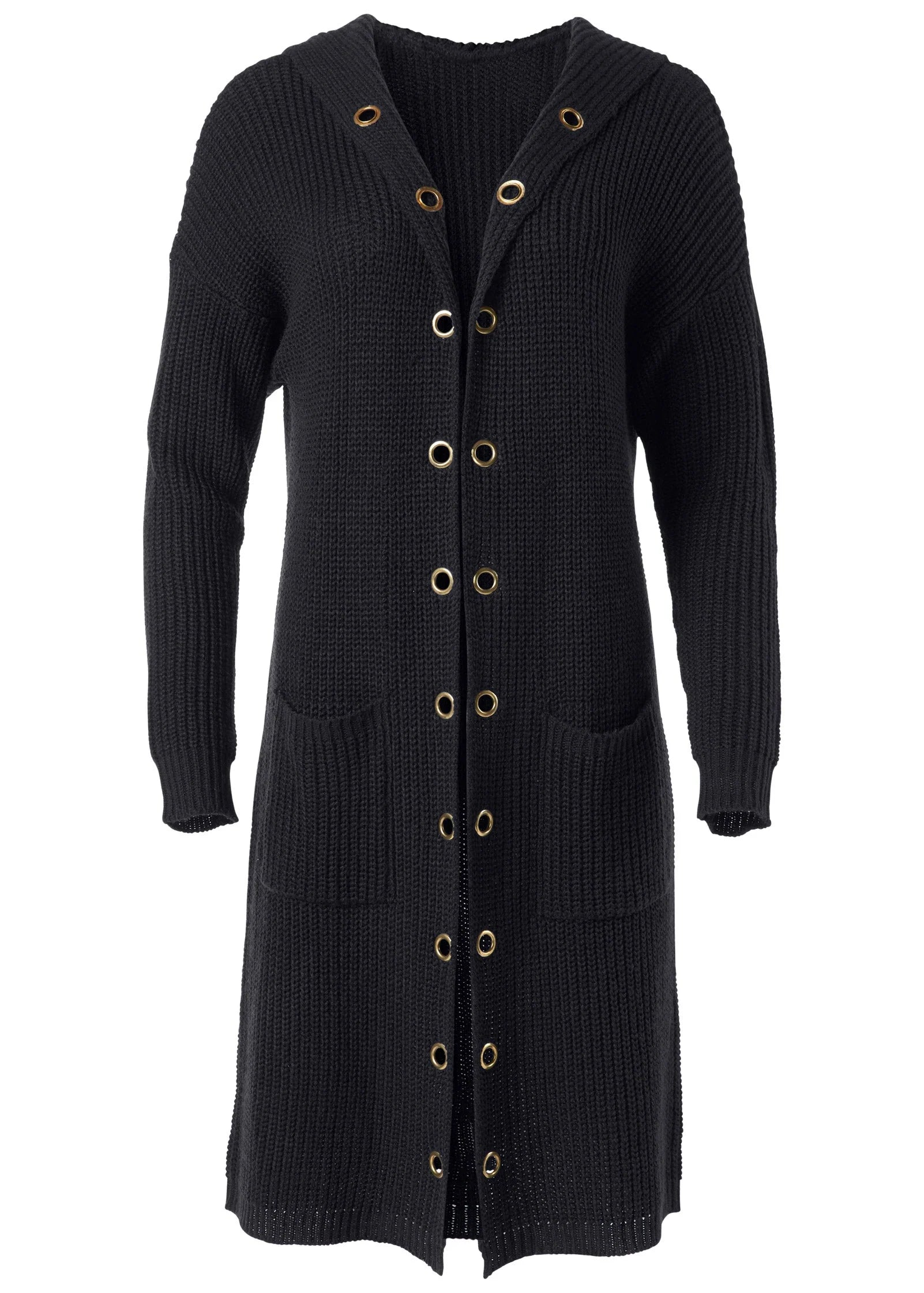 Grommet Detail Duster Black