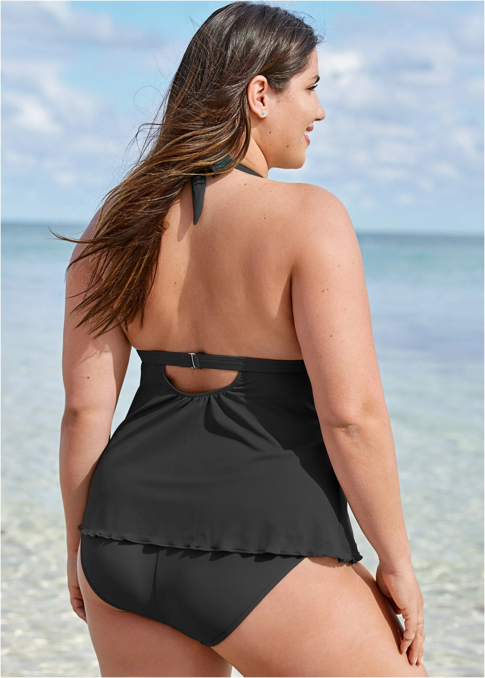Goddess Push Up Tankini Top Black Beauty