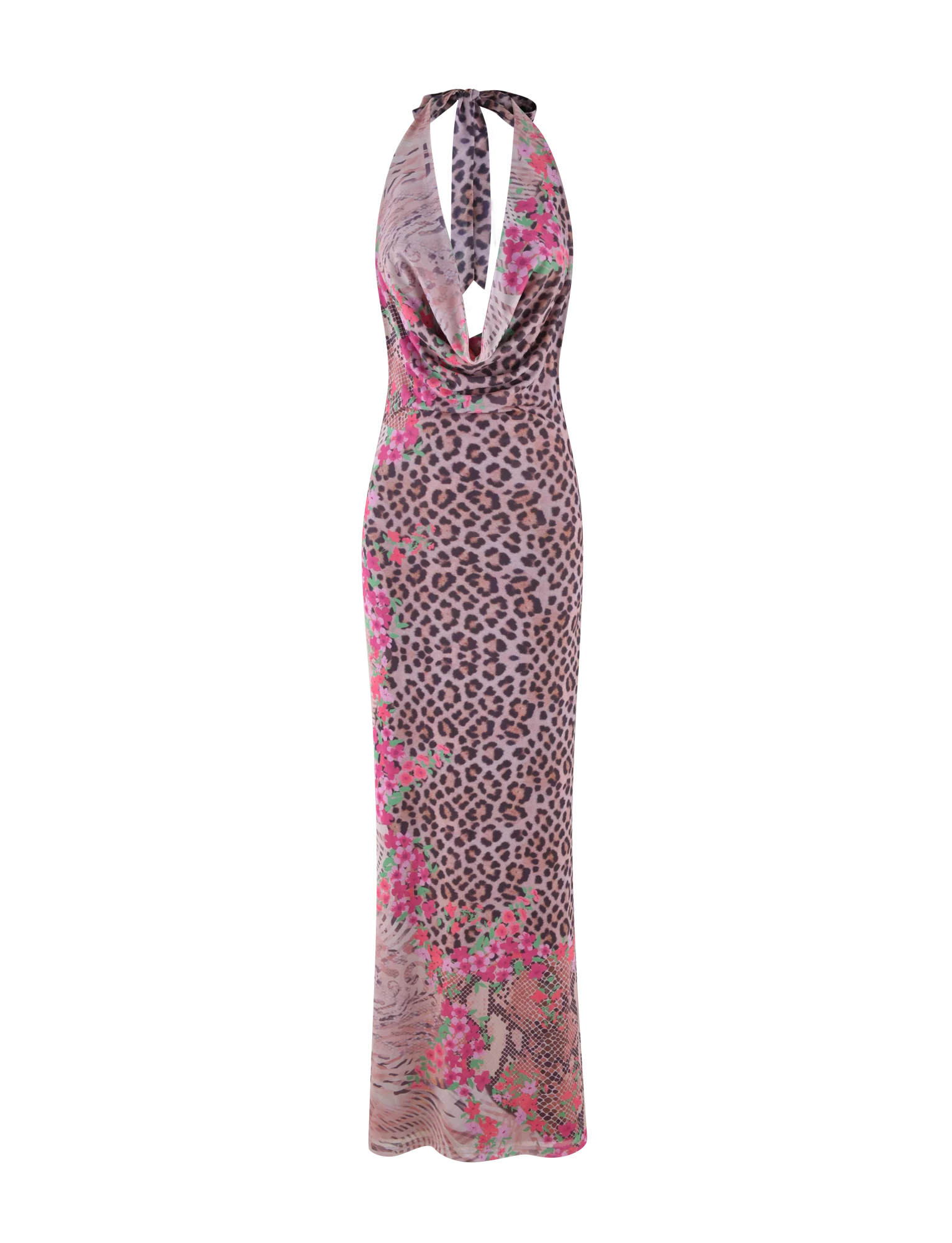CATALINA MAXI DRESS NEUTRAL ANIMAL ANIMAL FLORAL BORDER