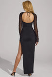 Embellished Side Split Maxi Dress in Black