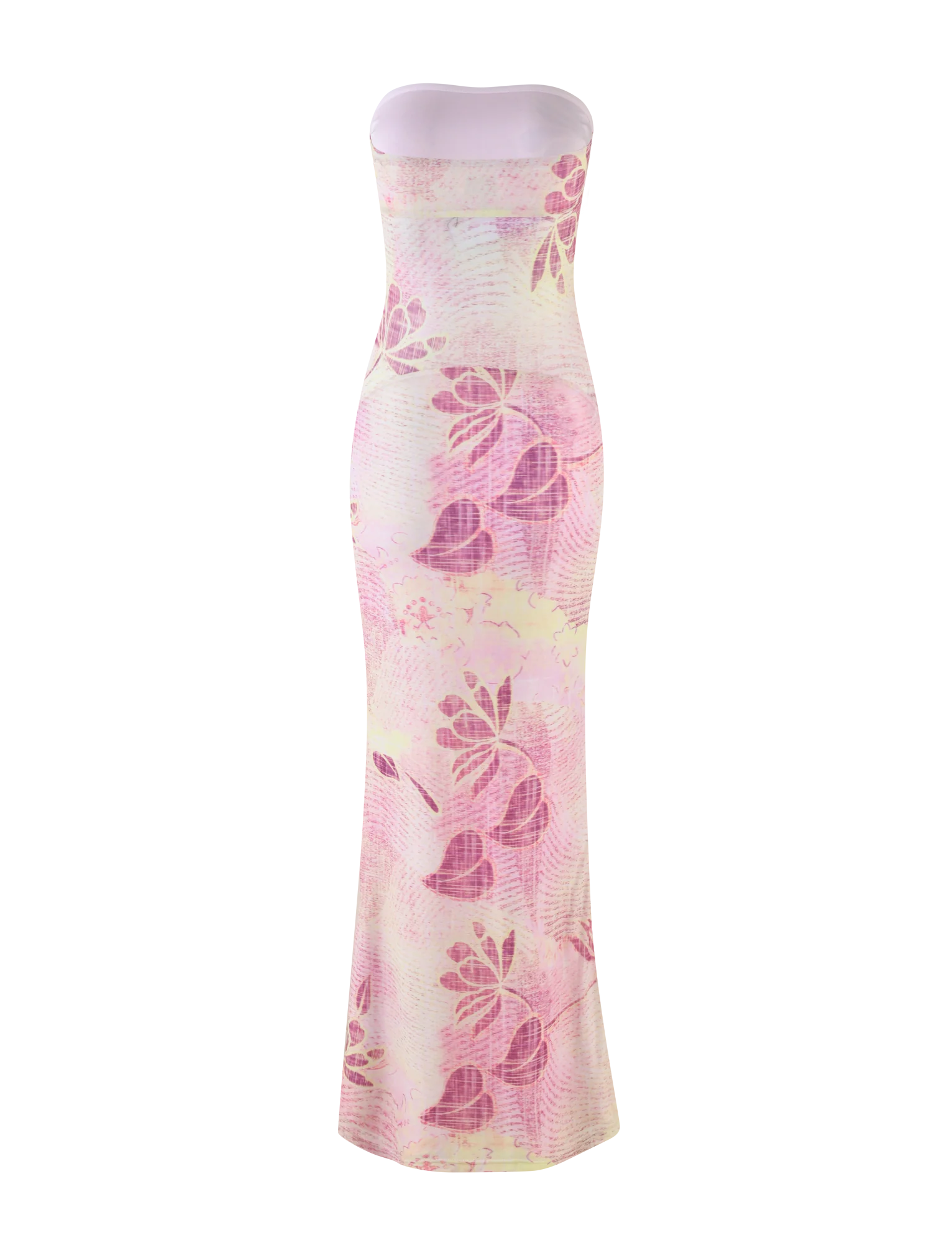 MORGAN MESH DRESS GRUNGE FLORAL MAGENTA