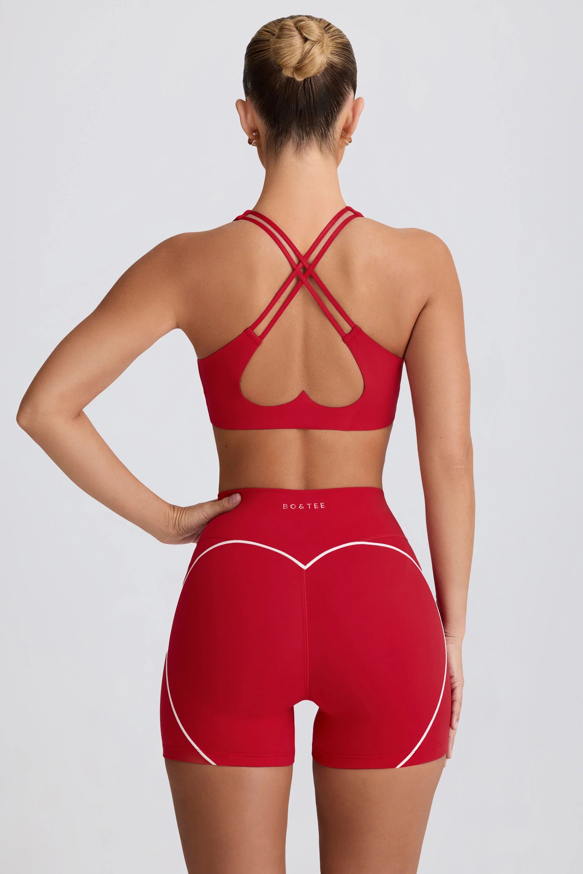 Soft Active V Neck Sports Bra in Hot Red