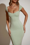 Sweetheart Neckline Maxi Dress in Sage Green