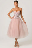 Tulle Corset Midaxi Dress in Dusty Rose