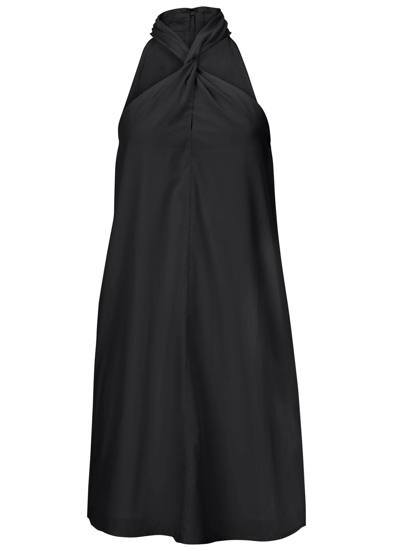 Twist Halter Dress Jet Black